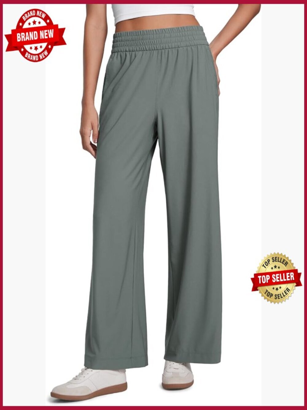 Lightweight Drapey Wide Leg Casual Pants - Flowy Travel Work Loose Fit Summer
